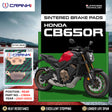 CRANK1 CB694 sintered rear brake pads for Honda CB650R (2021-2023) high-performance motorcycle braking upgrade.