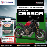 CRANK1 CB694 sintered rear brake pads for Honda CB650R (2021-2023) high-performance motorcycle braking upgrade.