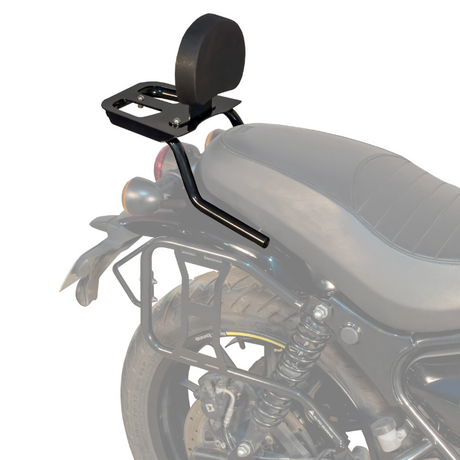 Auto Engina Top Rack with Backrest for Royal Enfield Hunter 350 19mm Mild Steel 12kg Gloss Black
