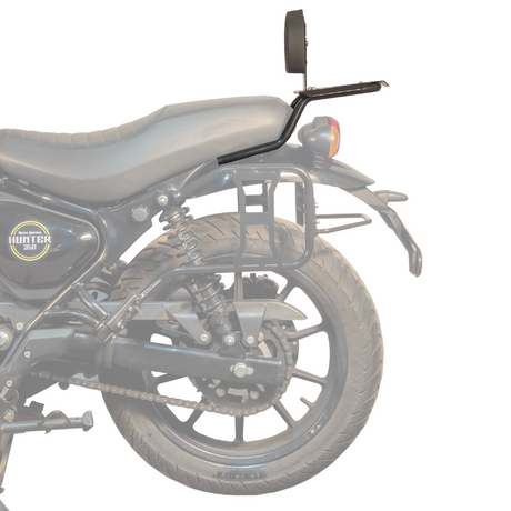 Auto Engina Top Rack with Backrest for Royal Enfield Hunter 350 19mm Mild Steel 12kg Gloss Black
