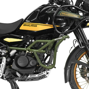 Mototorque Panther crash guard green Royal Enfield Himalayan 450 engine protection with sliders