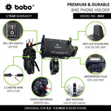 BOBO BM2 aluminium motorcycle phone holder with USB charger bike mobile mount handlebar smartphone holder