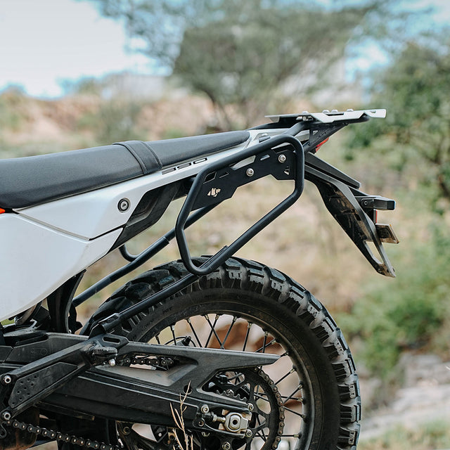 Legundary Custom KTM 390 Enduro R Casus Saddle Stay Black mild steel pannier mount luggage support