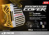 RCB S Series 01IR007 CNC aluminium motorcycle radiator cover with mesh airflow design in Gold/Silver, Blue/Silver and Black/Red colour options.