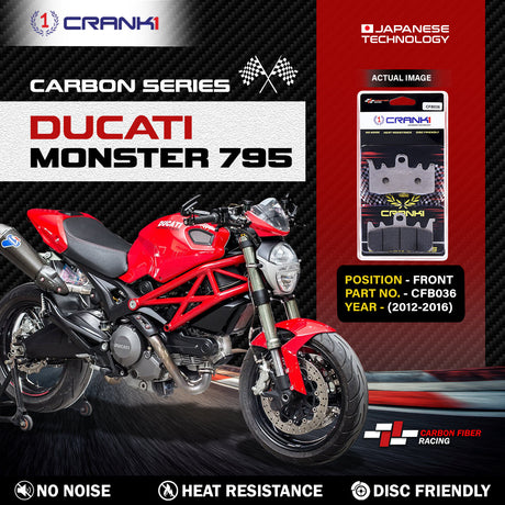 CRANK1 CFB036 Carbon Front Brake Pads for Ducati Monster 795 2012-2016 – 2 Sets