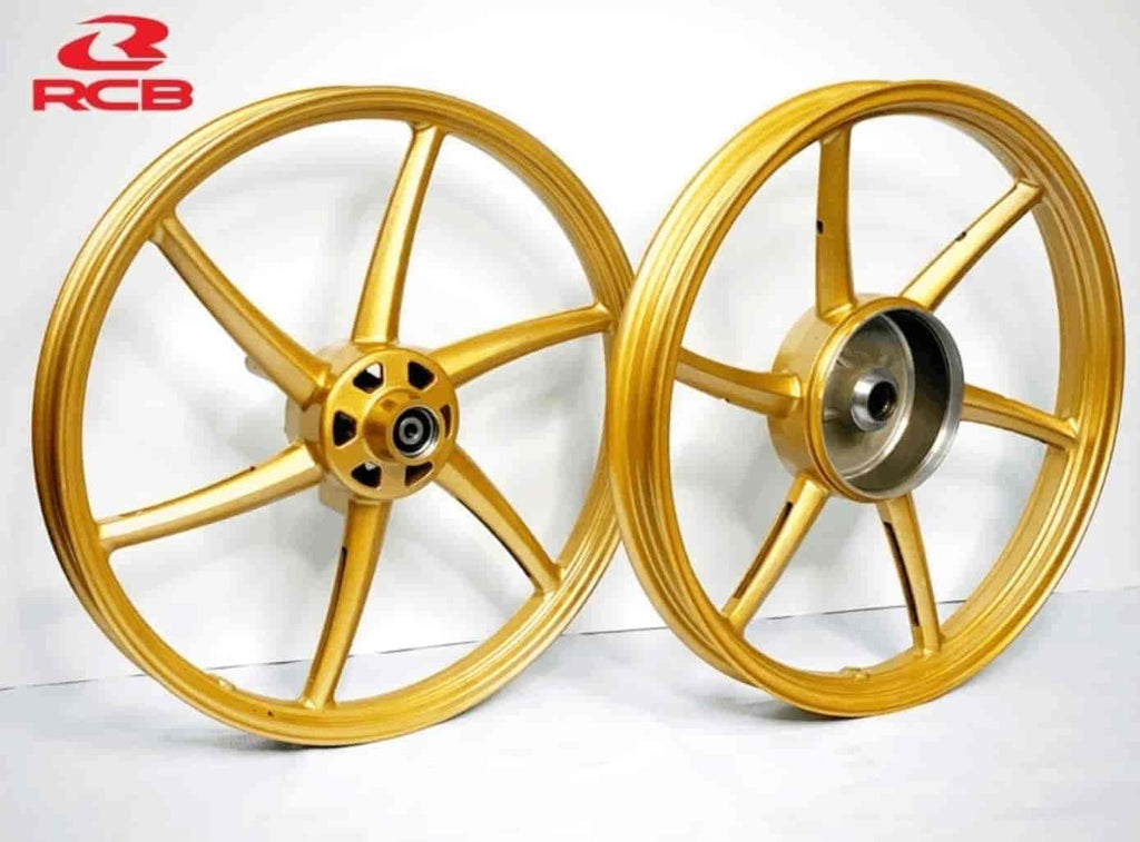 RCB SP522 golden alloy sport rim set for Yamaha Aerox 155 with bearings, 01S0460G