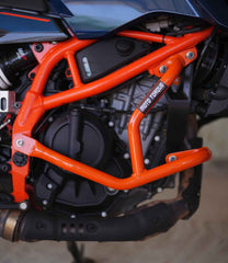 Mototorque Beetle crash guard orange KTM Duke 390 Gen 3 compact engine protection