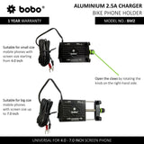 BOBO BM2 aluminium motorcycle phone holder with USB charger bike mobile mount handlebar smartphone holder