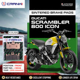 CRANK1 Sintered Brake Pads For Ducati Scrambler 800 Icon Dark (2019 Onwards) - Front - CB036 - 2 Sets