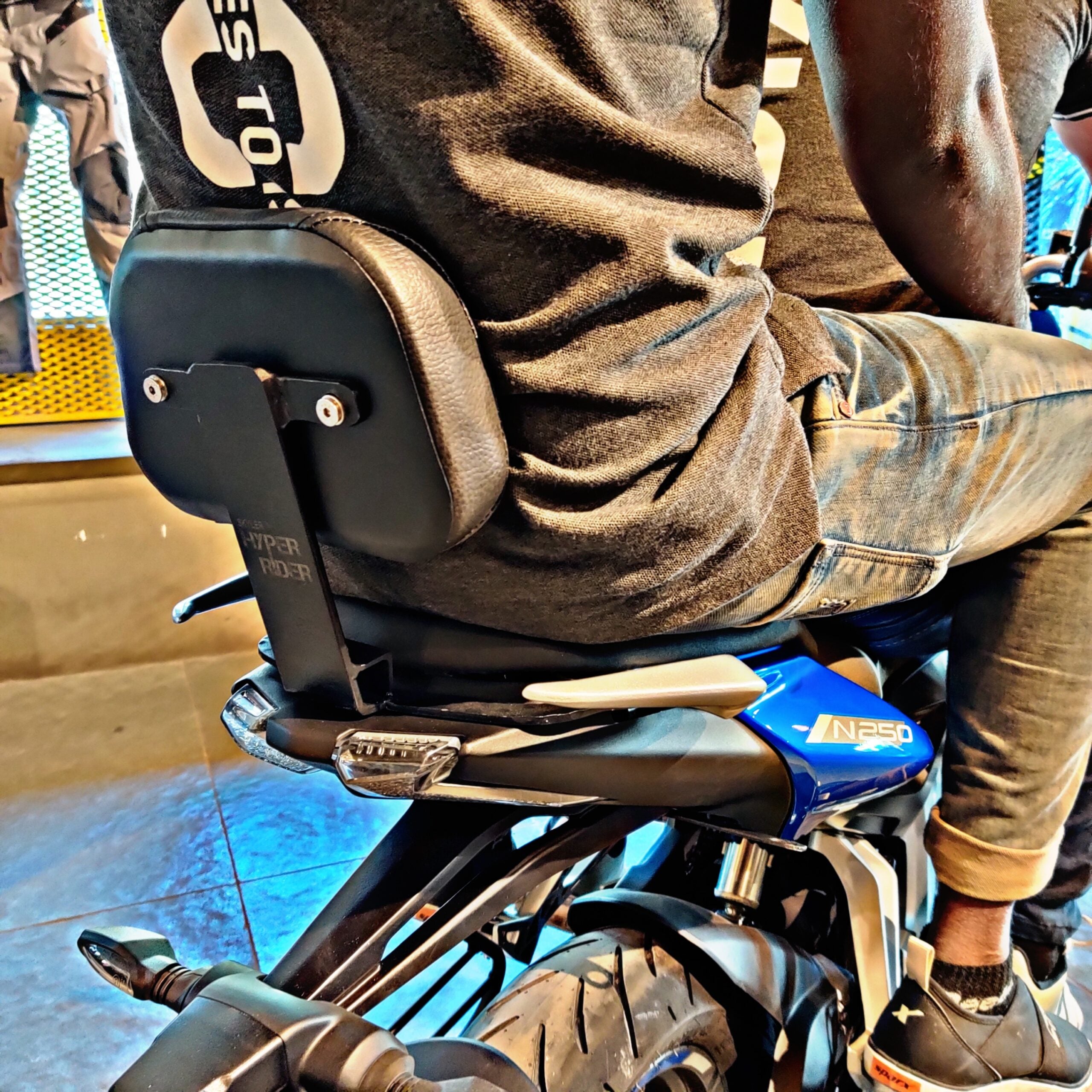 Hyperrider Bajaj Pulsar N250 F250 Backrest with Helmet Lock and Premium Cushion