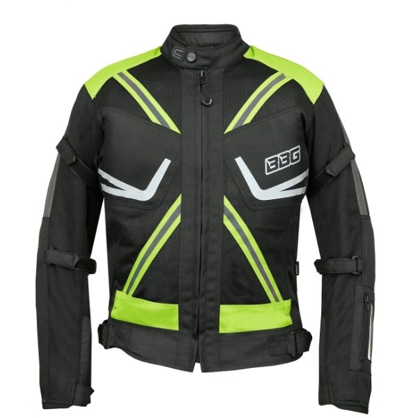 BBG Indy motorcycle riding jacket with CE Level 2 armour in Grey and Neon