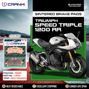 CRANK1 CB744 Front Sintered Brake Pads for Triumph Speed Triple 1200 RR 2021 Onwards premium motorcycle brake pads