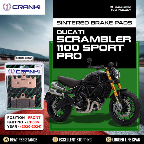 CRANK1 CB036 Front Sintered Brake Pads For Ducati Scrambler 1100 Sport Pro 2020-2024 Motorcycle