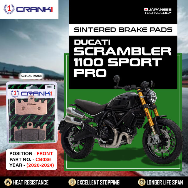 CRANK1 CB036 Front Sintered Brake Pads For Ducati Scrambler 1100 Sport Pro 2020-2024 Motorcycle