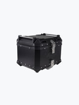 Legundary Custom Fort Knox Series 45L aluminium top case with backrest pad black and silver motorcycle luggage box