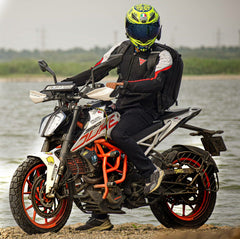 Hyperrider Crash Guard for KTM Duke 125 and Duke 200 BS6 with CNC Delrin Frame Sliders Black Orange