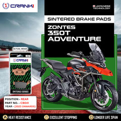 CRANK1 CB041 Rear Sintered Brake Pads for Zontes 350T Adventure 2023 Onwards premium motorcycle brake pads