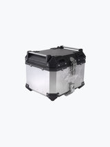 Legundary Custom Fort Knox Series 45L aluminium top case with backrest pad black and silver motorcycle luggage box