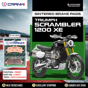 CRANK1 CB744 Front Sintered Brake Pads for Triumph Scrambler 1200 XE 2019 Onwards premium motorcycle brake pads