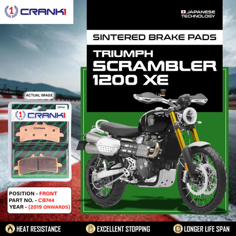 CRANK1 CB744 Front Sintered Brake Pads for Triumph Scrambler 1200 XE 2019 Onwards premium motorcycle brake pads