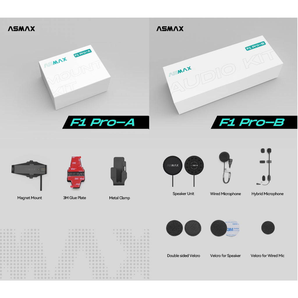 LBC MOTO ASMAX F1 Pro additional audio and helmet kit