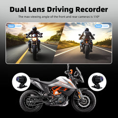 Sash Gears S5 Smart Riding Display with 5 inch touchscreen, wireless Apple CarPlay, Android Auto, dual 1080P cameras, GPS speed display and TPMS