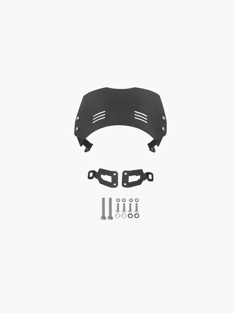 Legundary Custom Aegis metal visor for Royal Enfield Hunter 350 black mild steel headlight protection