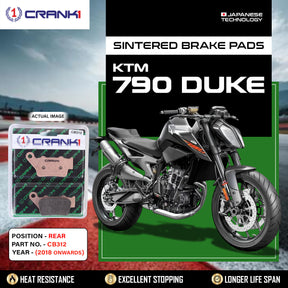 CRANK1 CB312 Rear Sintered Brake Pads for KTM 790 Duke 2018 Onwards