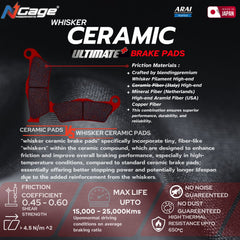 Ngage Whisker Ceramic Ultimate Plus Front Brake Pad for Harley Davidson Street 750 HB 164