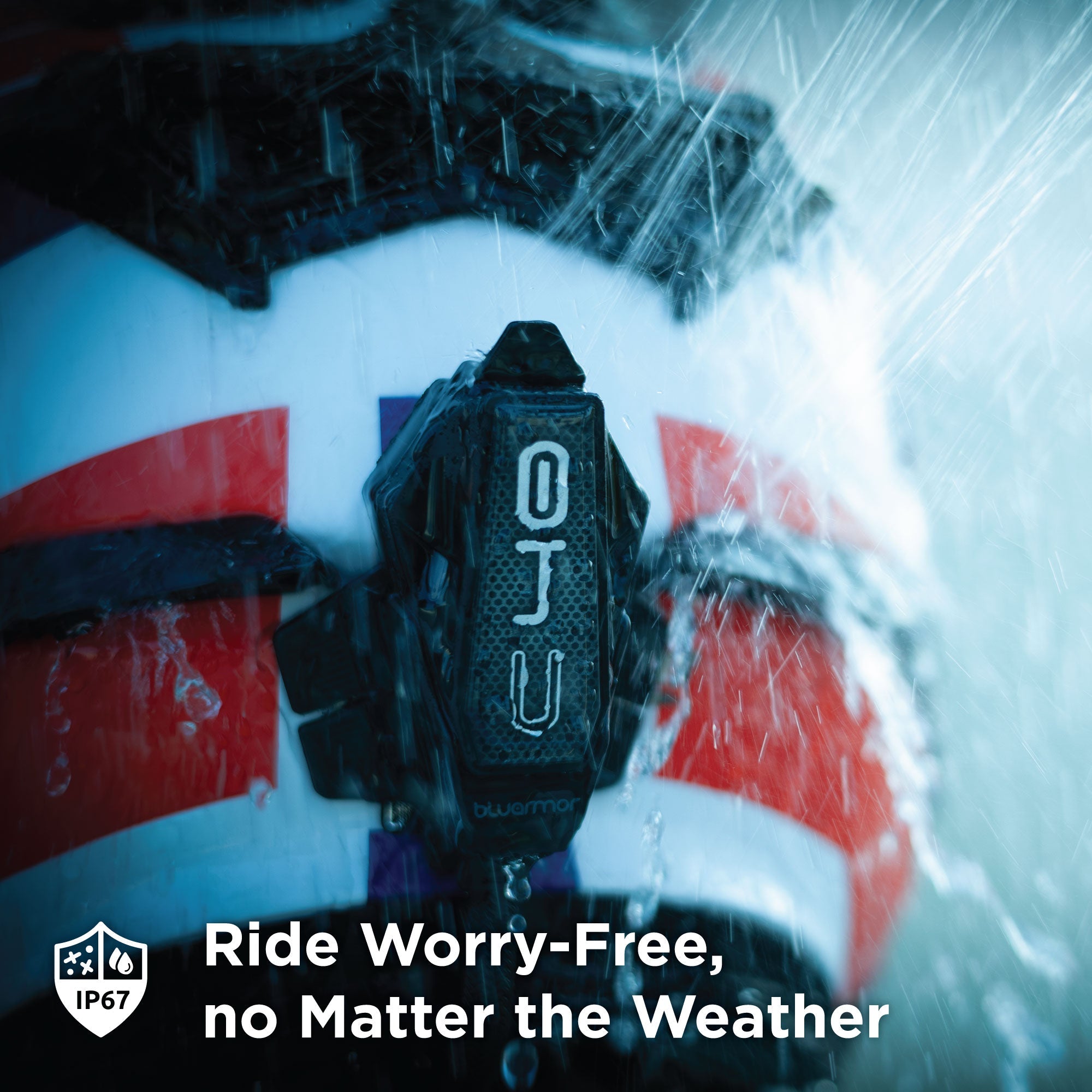 BluArmor C40 Bluetooth helmet intercom with RIDEGRID 2.0 Pro Plus eRIDEGRID 1.2km communication range crash detection and 16 hour battery