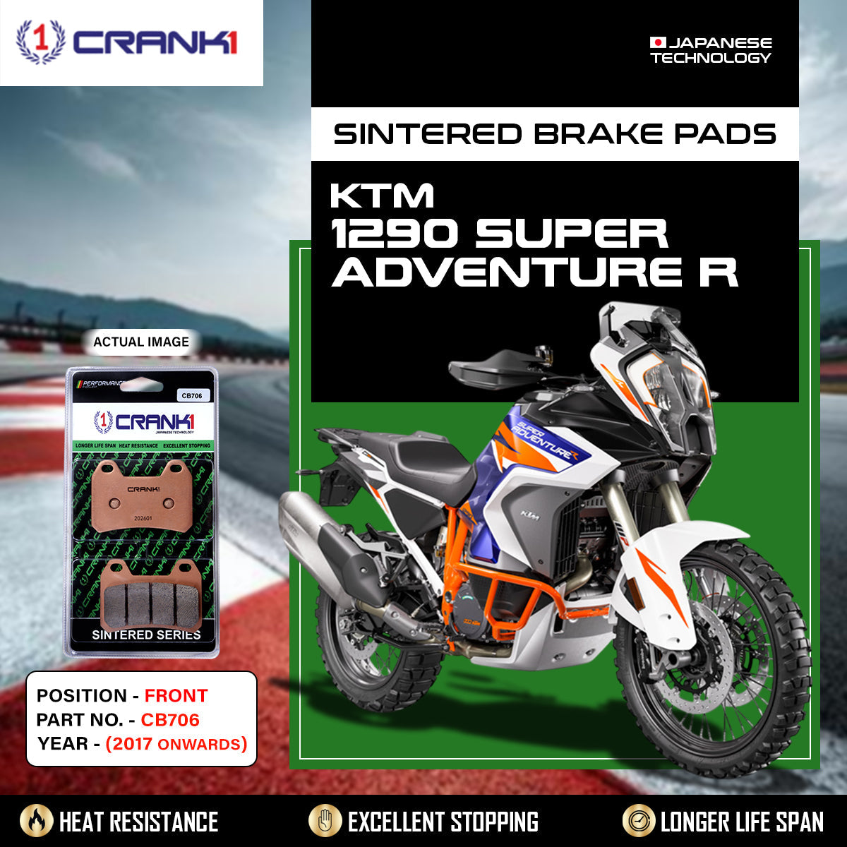 CRANK1 CB706 sintered front brake pads for KTM 1290 Super Adventure R 2017 onwards high performance motorcycle brake pads