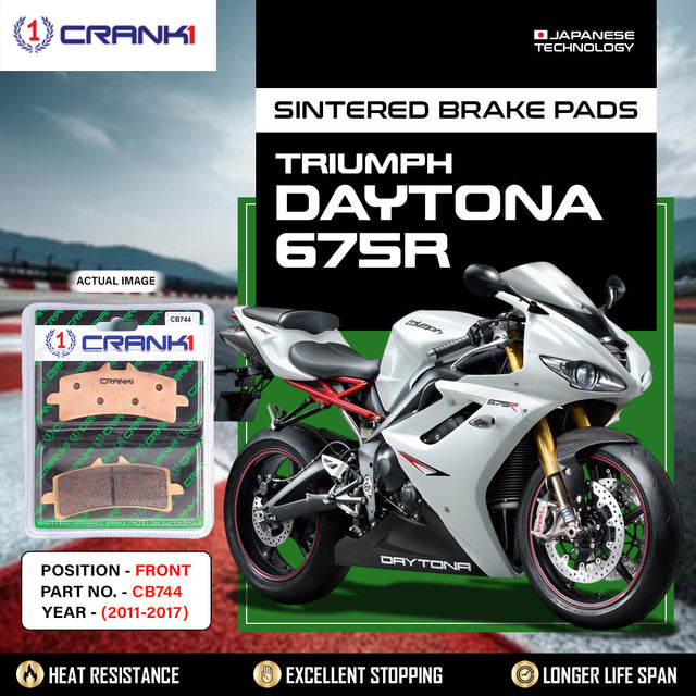 CRANK1 CB744 Front Sintered Brake Pads for Triumph Daytona 675R 2011-2017 premium motorcycle brake pads