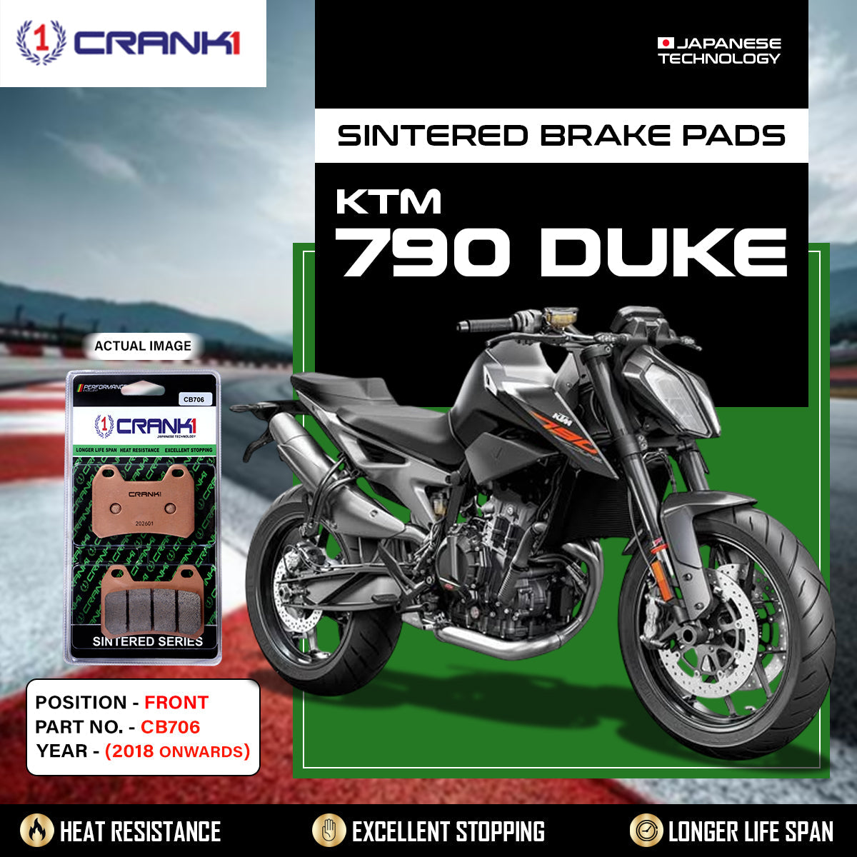 CRANK1 CB706 Sintered Front Brake Pads for KTM 790 Duke (2018 Onwards) Motorcycle Disc Brake Pads