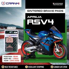 CRANK1 CB662 rear sintered brake pads for Aprilia RSV4 2015-2020 high performance motorcycle brake pads 