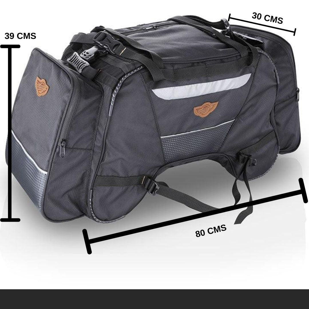 Guardian Gears Rhino 70L Motorcycle Tail Bag with Waterproof Rain Cover Universal Touring Luggage