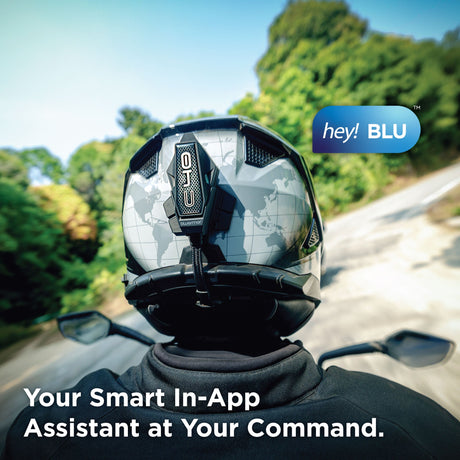 BluArmor C40 Bluetooth helmet intercom with RIDEGRID 2.0 Pro Plus eRIDEGRID 1.2km communication range crash detection and 16 hour battery