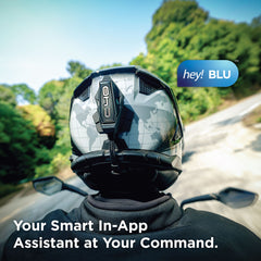 BluArmor C40 Bluetooth helmet intercom with RIDEGRID 2.0 Pro Plus eRIDEGRID 1.2km communication range crash detection and 16 hour battery