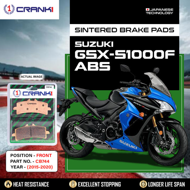 CRANK1 CB744 Front Sintered Brake Pads for Suzuki GSX-S1000F ABS 2015-2020 premium motorcycle brake pads