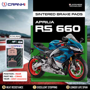 CRANK1 CB662 rear sintered brake pads for Aprilia RS 660 2021 onwards high performance motorcycle brake pads LEGUNDARY Custom