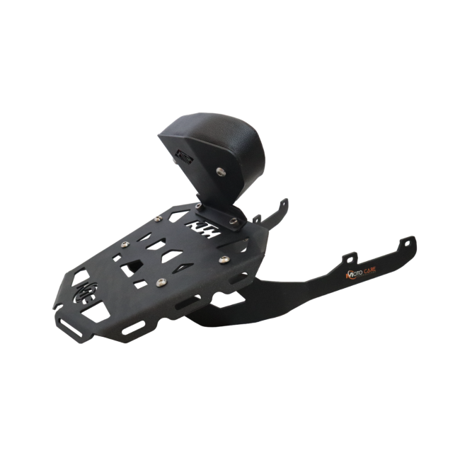 MotoCare CNC carrier plate with backrest for KTM Duke 250 390 BS6 luggage rack support