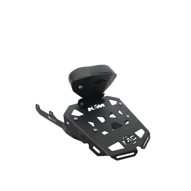 MotoCare CNC carrier plate with backrest for KTM Duke 250 390 BS6 luggage rack support
