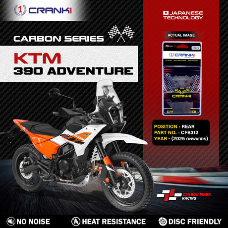 CRANK1 Carbon Rear Brake Pads CFB312 for KTM 390 Adventure 2025 Onwards Carbon Kevlar Disc Brake Pad Set