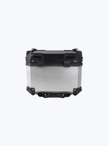 Legundary Custom Fort Knox Series TC 45L Aluminium Top Box with Backrest Pad Black Silver Motorcycle Storage Case