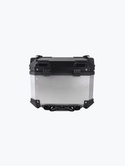 Legundary Custom Fort Knox Series TC 45L Aluminium Top Box with Backrest Pad Black Silver Motorcycle Storage Case