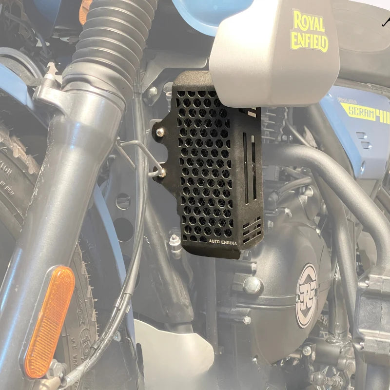 Auto Engina 3mm Mild Steel Radiator Guard for Royal Enfield Himalayan Scram 411 with Honeycomb Design in Black