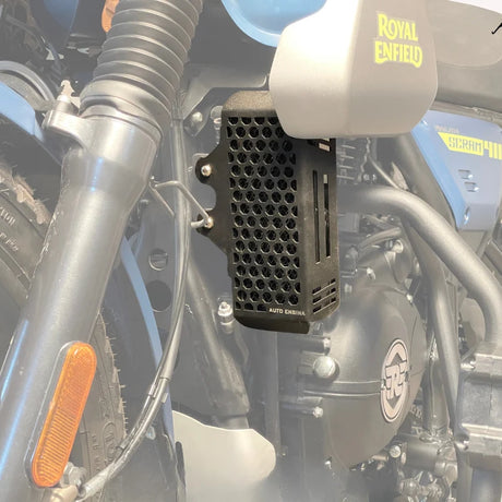 Auto Engina 3mm Mild Steel Radiator Guard for Royal Enfield Himalayan Scram 411 with Honeycomb Design in Black