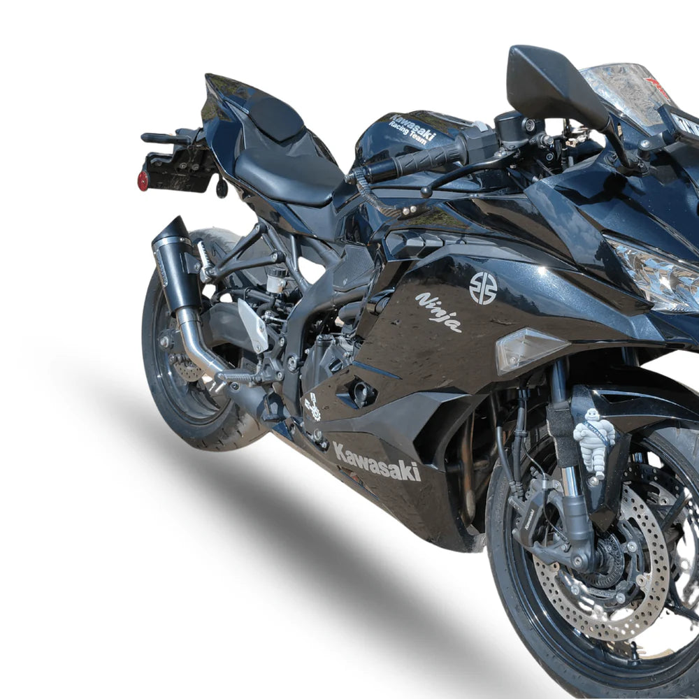 Barrel Outlaw 2.0 black stainless steel slip-on exhaust for Kawasaki ZX4R ZX4RR motorcycle