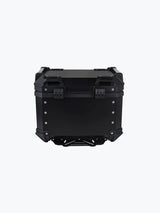 Legundary Custom Fort Knox Series TC 45L Aluminium Top Box with Backrest Pad Black Silver Motorcycle Storage Case