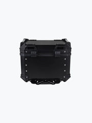 Legundary Custom Fort Knox Series TC 45L Aluminium Top Box with Backrest Pad Black Silver Motorcycle Storage Case