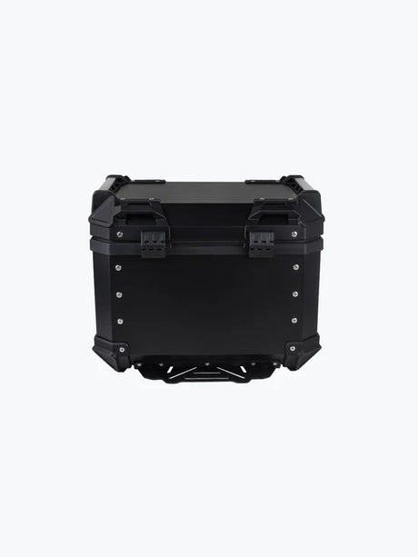Legundary Custom Fort Knox Series TC 45L Aluminium Top Box with Backrest Pad Black Silver Motorcycle Storage Case